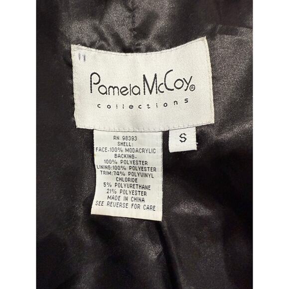 Pamela McCoy Faux Fur Puffer Jacket Black Zip Plush Winter Coat Women’s S Glam - Picture 11 of 11